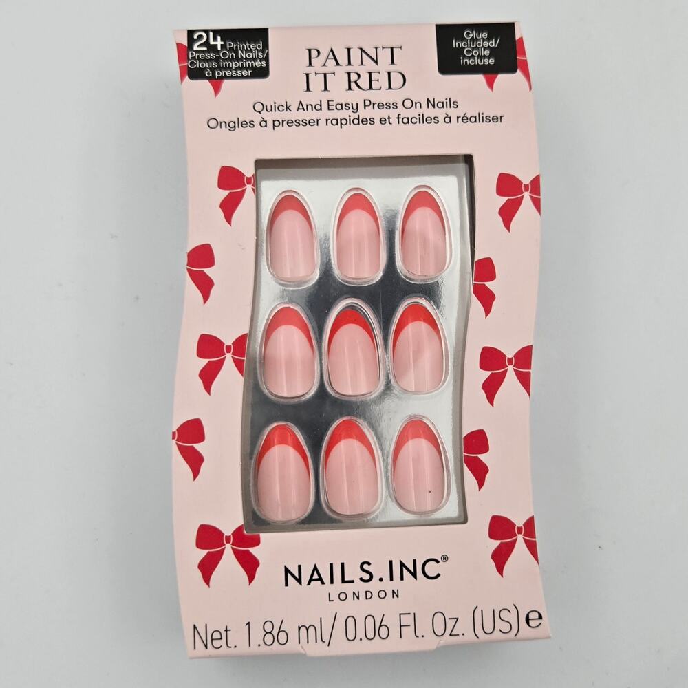 Nails Inc London Paint it Red Press On Nails with Glue Included 24 Nails